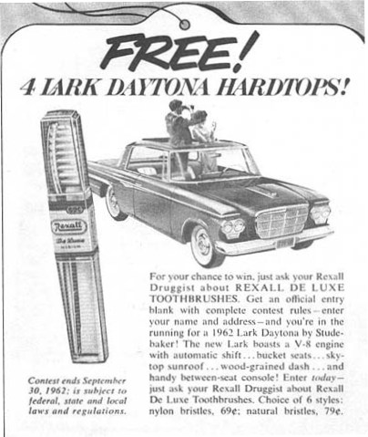 '62 Daytona ad Rexall Drugs